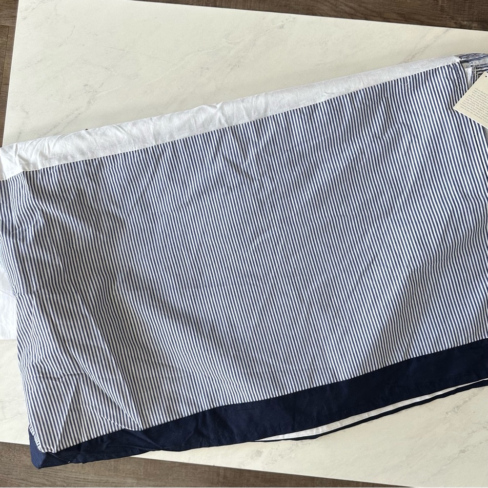Pottery Barn Kids Navy Striped Crib Skirt